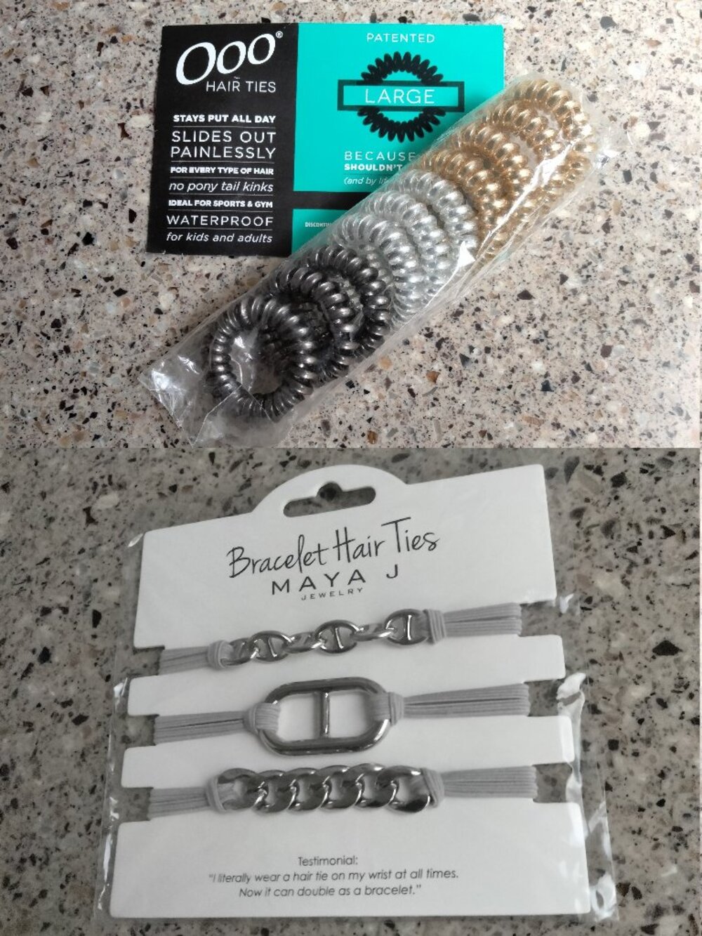 DUO: No-Pull Metallic Hair Ties & Bracelet Hair Ties